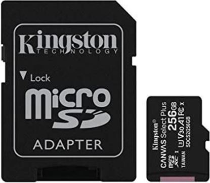 Memoria MicroSD Kingston Select Plus, 256GB, UHS-I, U3, V30 + Adaptador SD