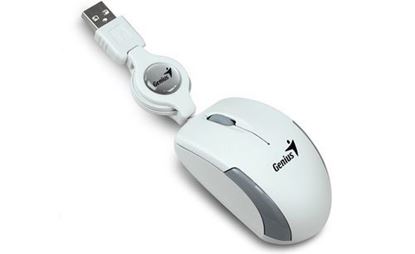 Mouse Alámbrico Retractil Genius Traveler, USB, Blanco
