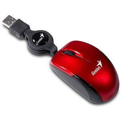 Mouse Alámbrico Retractil Genius Traveler, USB, Rojo