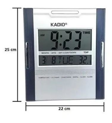 Reloj Pared Mesa Kadio Digital Hora Fecha Alarma Termometro