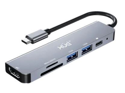 Estación Docking XUE® 6-en-1 Tipo-C HDMI 4K, PD 100W, USB 3.0, USB 2.0 y Lector SD/TF