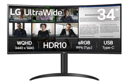 Monitor Curvo UltraWide QHD 34” con USB Type-C
